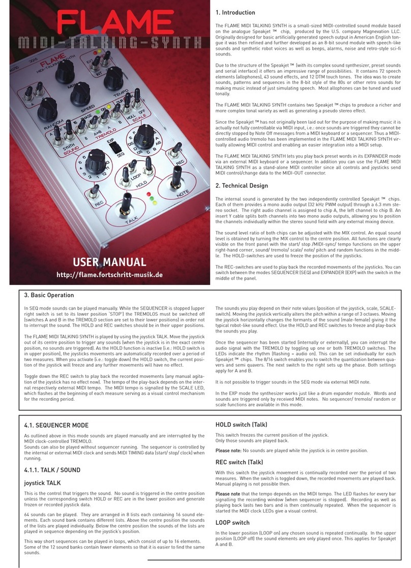 Flame MIDI TALKING SYNTH User manual