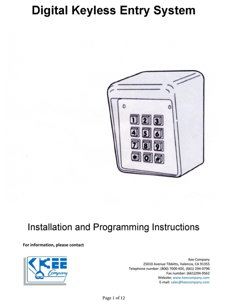 Linear Digital Keyless Entry System Technical specifications