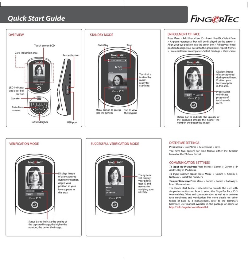 FingerTec FaceID 3 User manual FingerTec FaceID 3 User manual