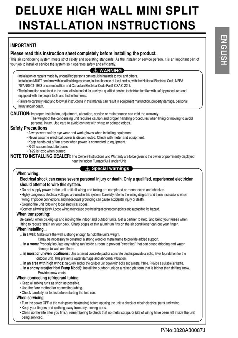 LG DELUXE HIGH WALL MINI SPLIT User manual