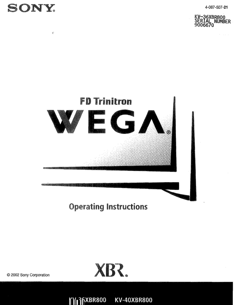 Sony KV-36XBR800 - 36" Trinitron Color Flat Tv Wega... User manual