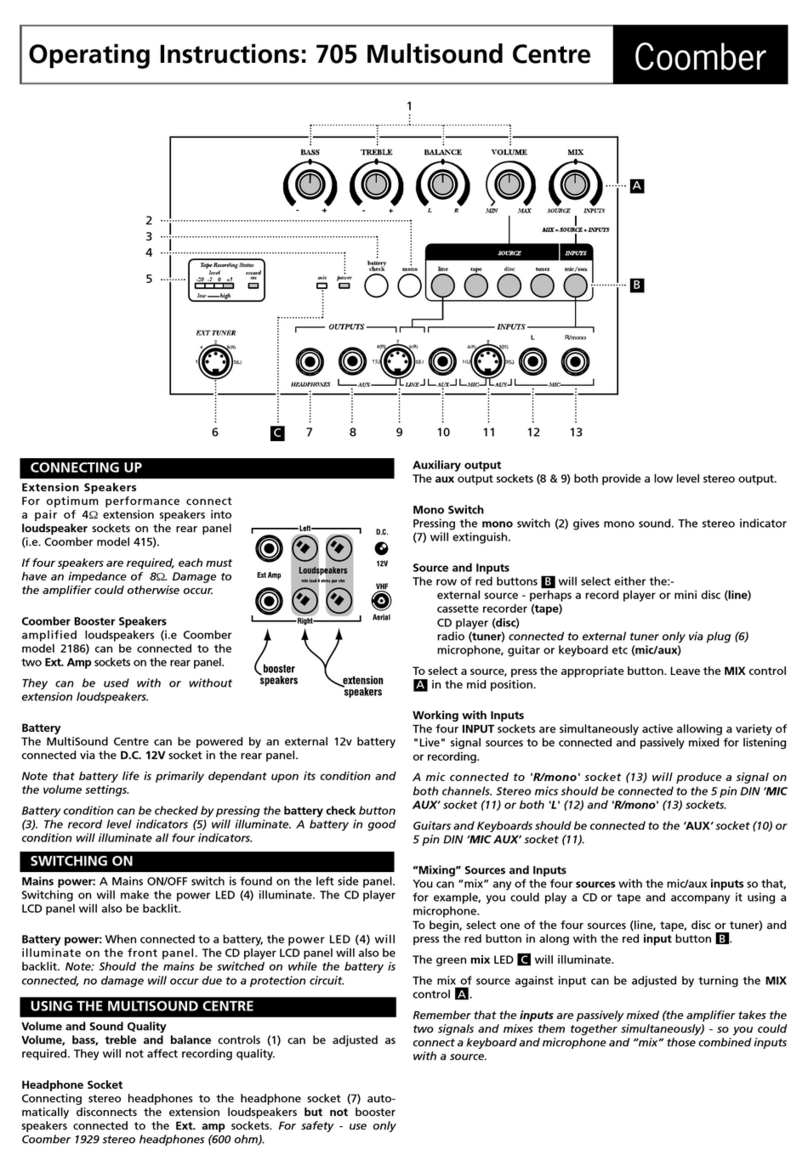 Coomber 705 User manual Coomber 705 User manual