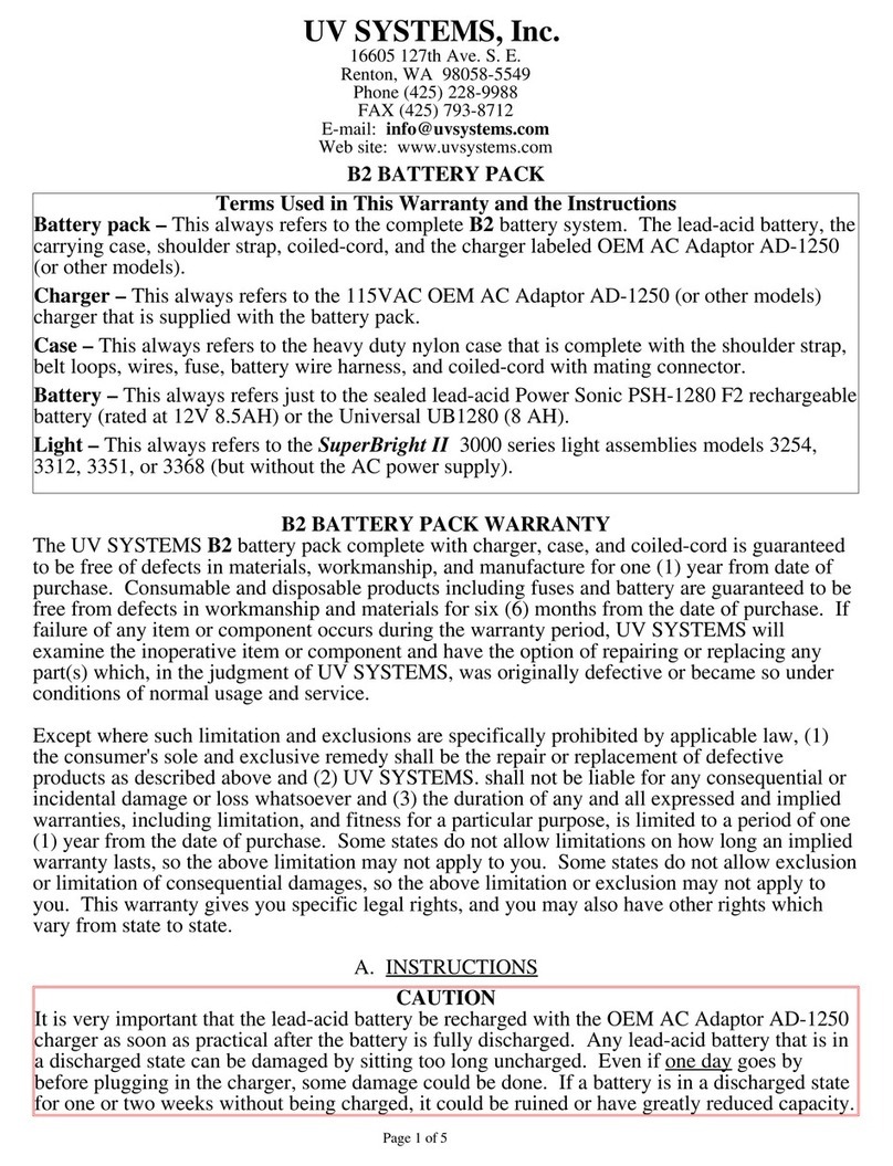 UV Systems B2 User manual