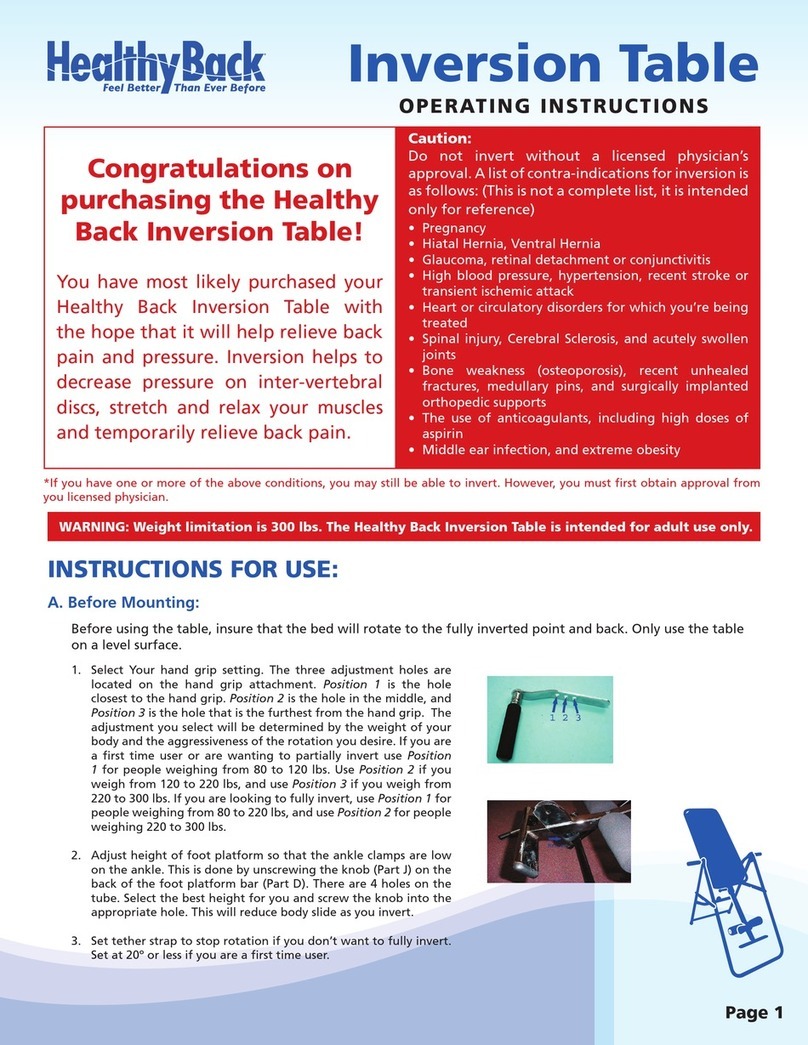 HealthyBack Inversion Table User manual