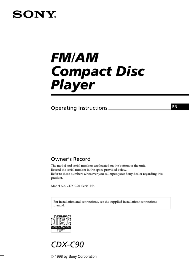 Sony CDX-C90 - Fm/am Compact Disc Player User manual