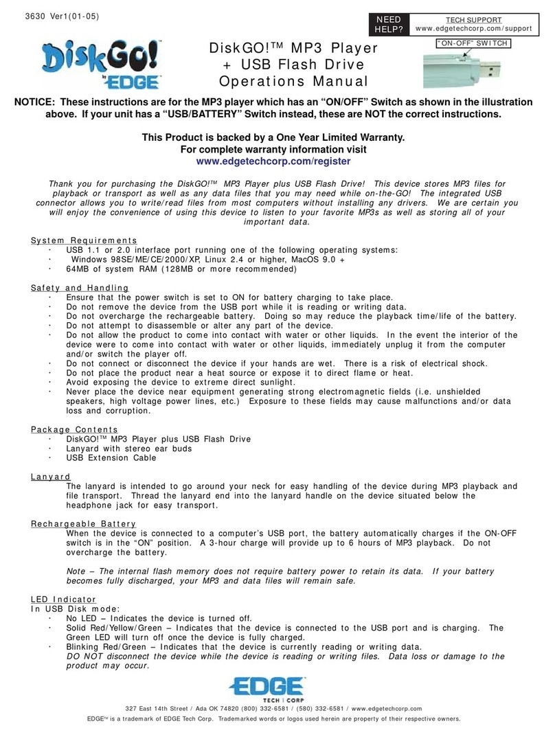 Edge DiskGO! Digital Music Player User manual