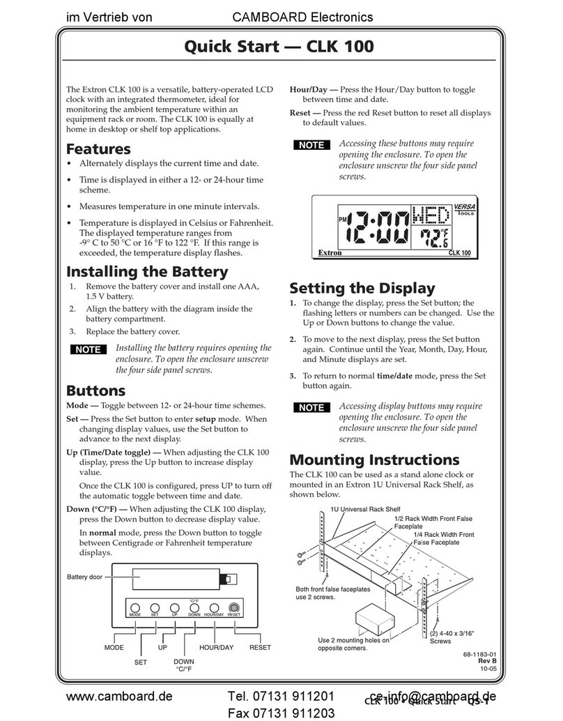 Extron electronics CLK 100 User manual