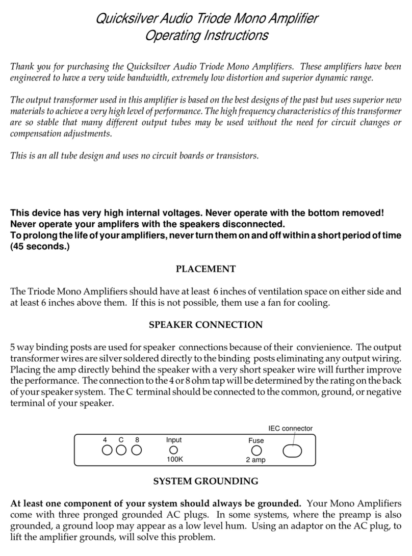 Quicksilver Triode Mono Amplifier User manual Quicksilver Triode Mono Amplifier User manual