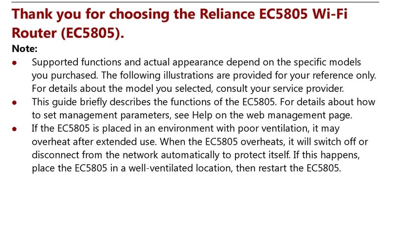 Reliance EC5805 User manual Reliance EC5805 User manual