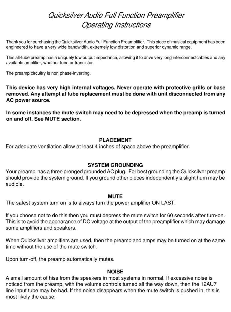 Quicksilver Preamplifier User manual Quicksilver Preamplifier User manual
