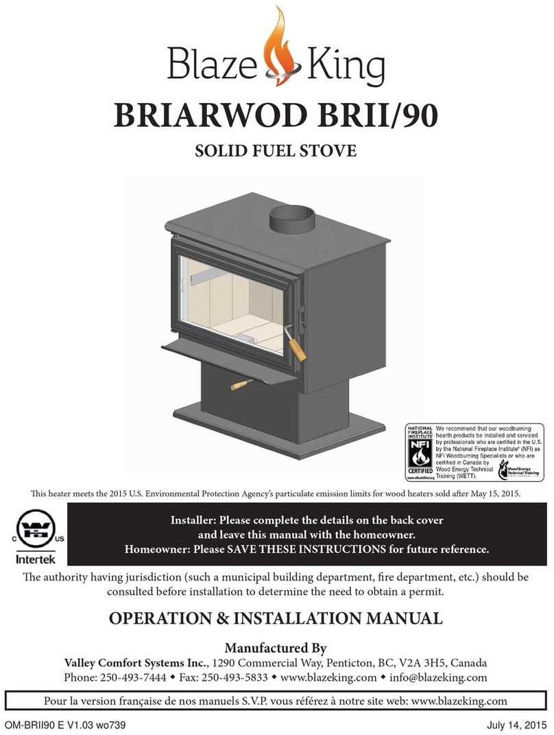 Blaze King BRIARWOD BRII/90 User manual