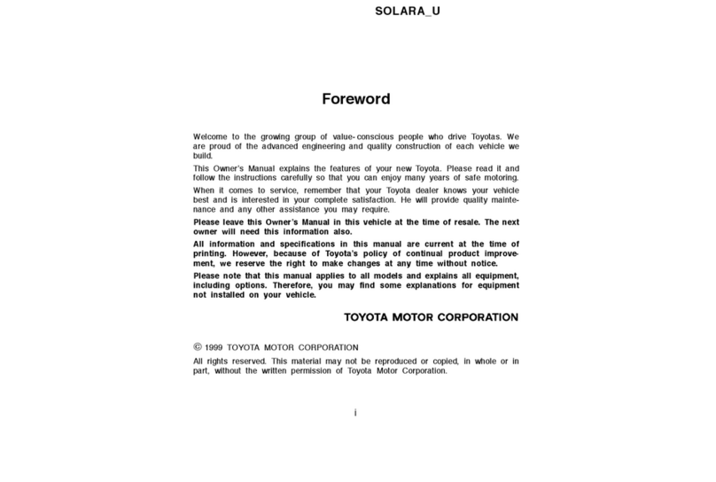 Toyota 2000 Solara User manual