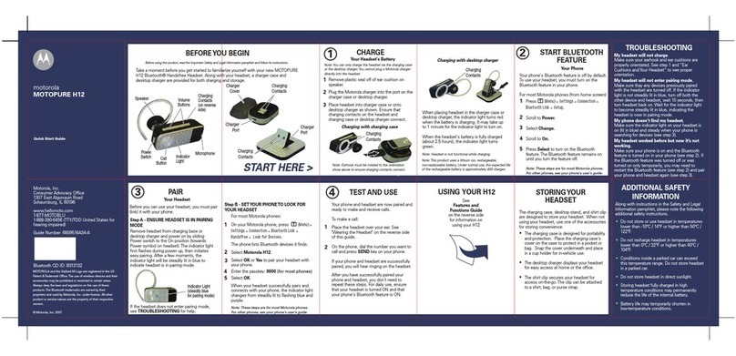 Motorola H12 - MOTOPURE H12 - Headset User manual