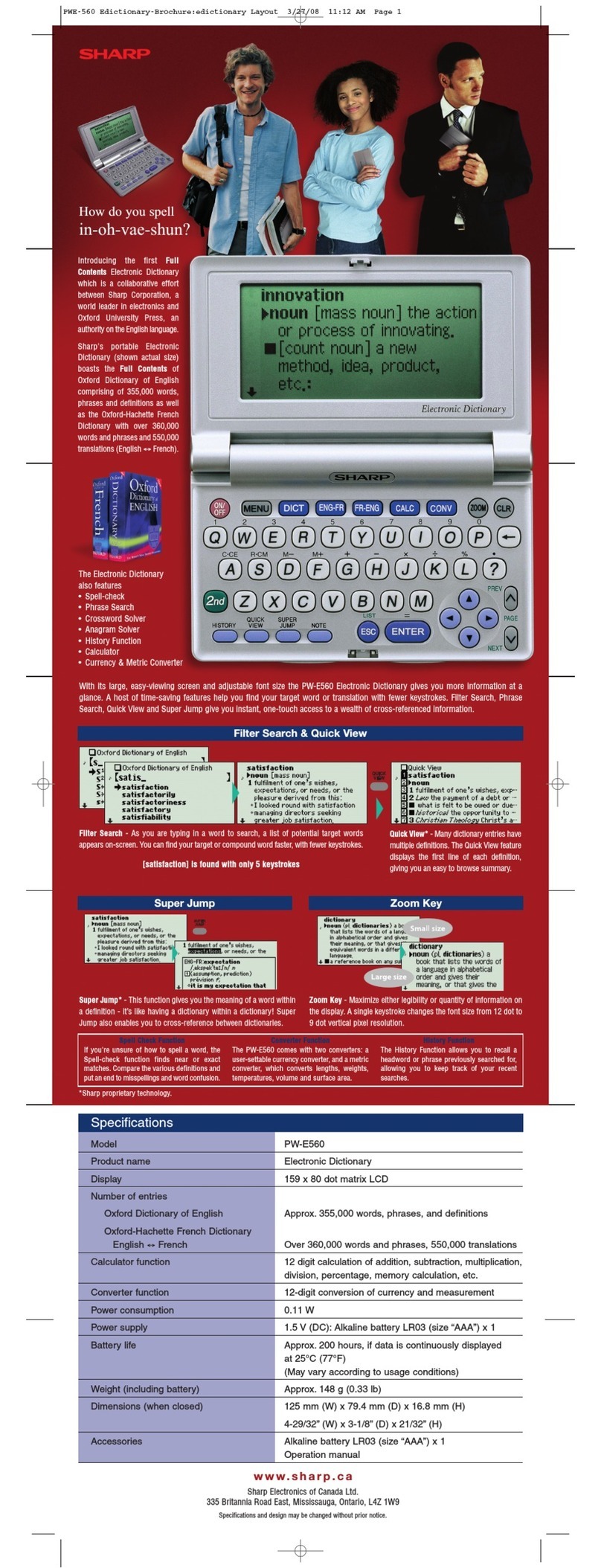 Sharp PW-E560 User manual