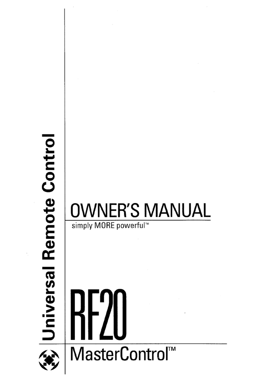 Universal Remote Control MASTERCONTROL RF20 User manual