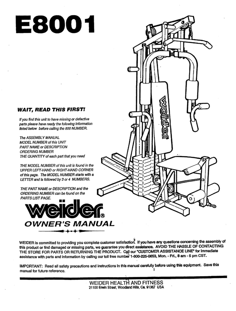 Weider E8001 User manual