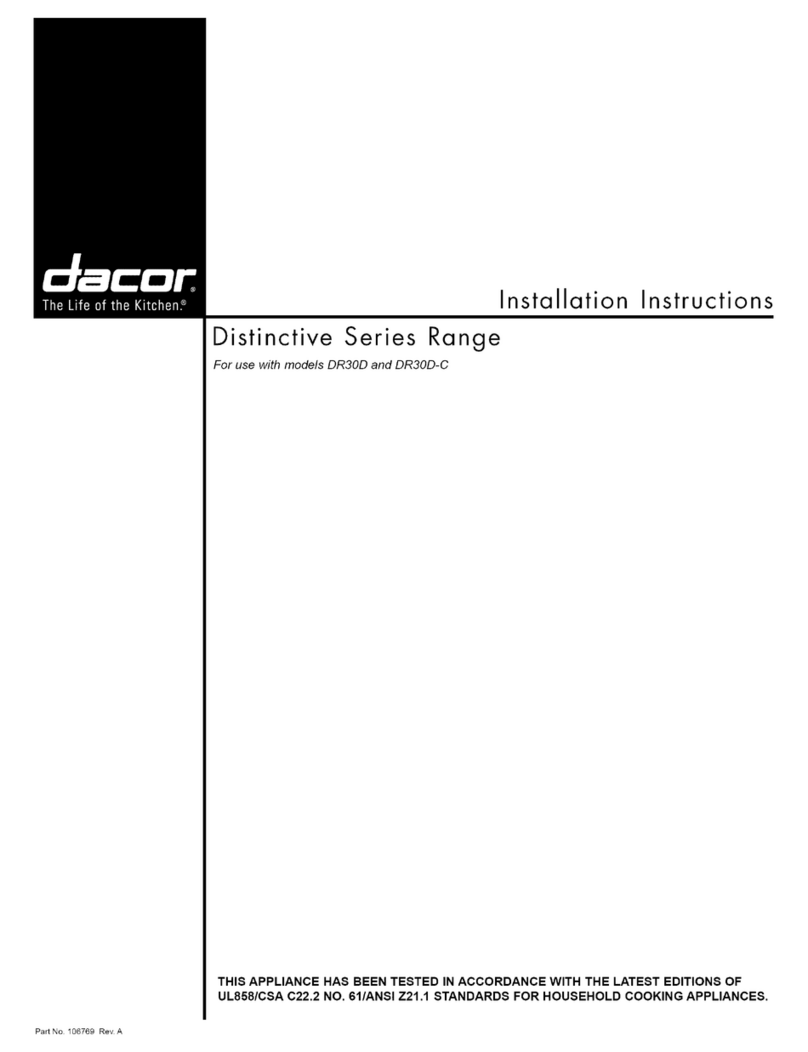 Dacor Millenia DR30D User manual