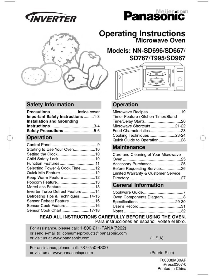 Panasonic NNSD696 - MICROWAVE OVEN 1.2CUFT User manual