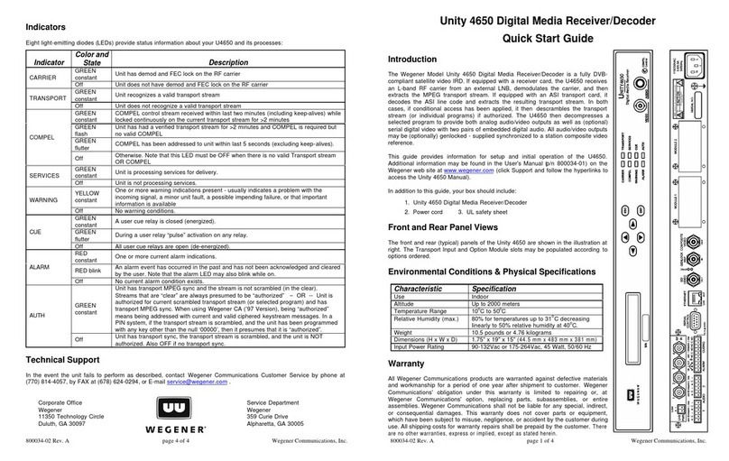 Wegener Unity 4650 User manual