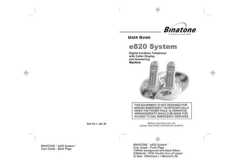 Binatone e820 System User manual