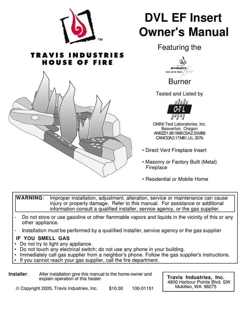 Travis Industries DVL EF Insert User manual Travis Industries DVL EF Insert User manual