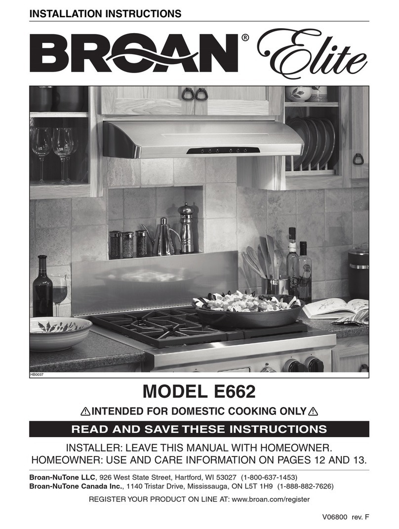 Broan Elite E662 User manual