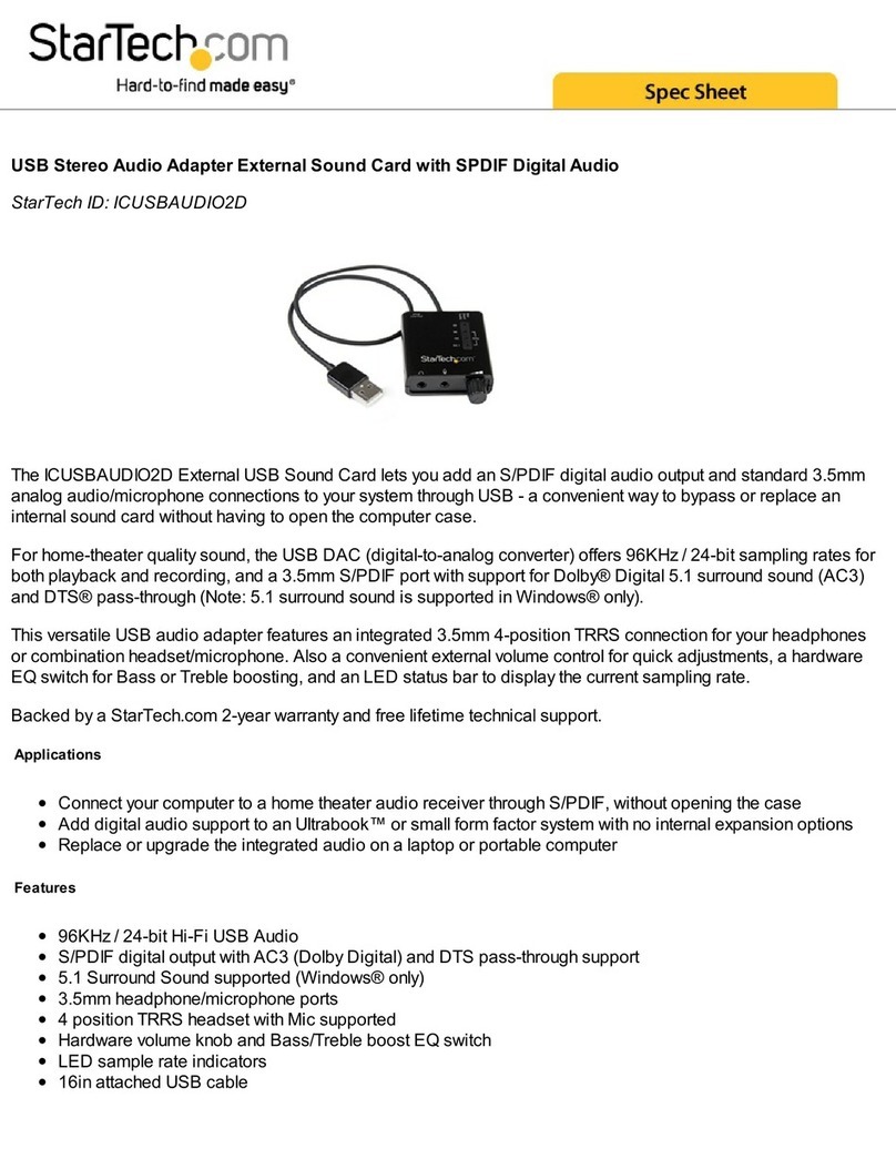 StarTech.com ICUSBAUDIO2D System manual