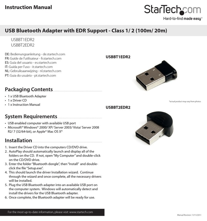 StarTech.com USBBT1EDR2 User manual