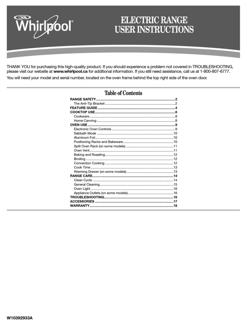 Whirlpool ELECTRIC RANGE User manual