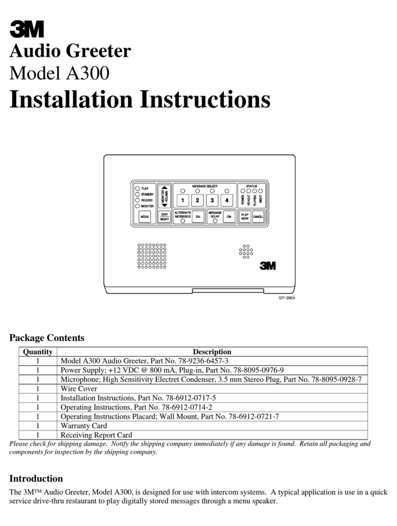 3M Audio Greeter A300 User manual
