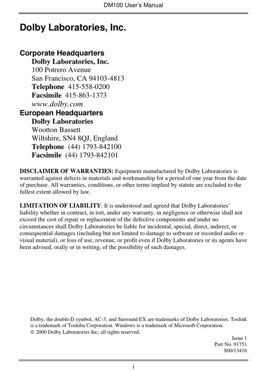 Dolby Laboratories DM100 User manual