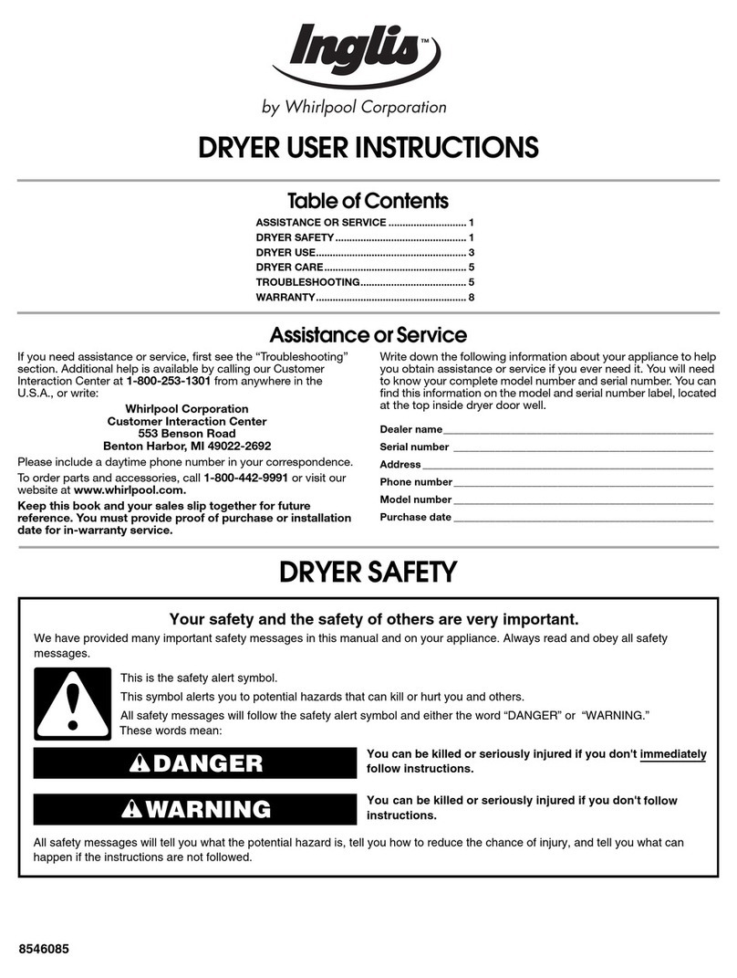 Whirlpool Inglis User manual Whirlpool Inglis User manual