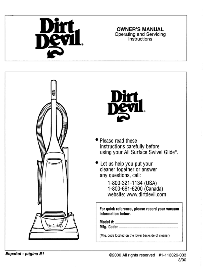 Dirt Devil Vacuum Cleaner User manual