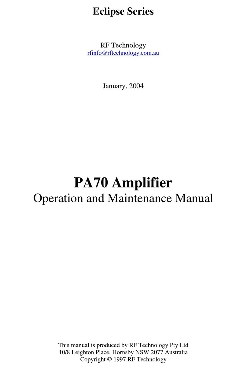 RF Technology Eclipse PA70 User manual