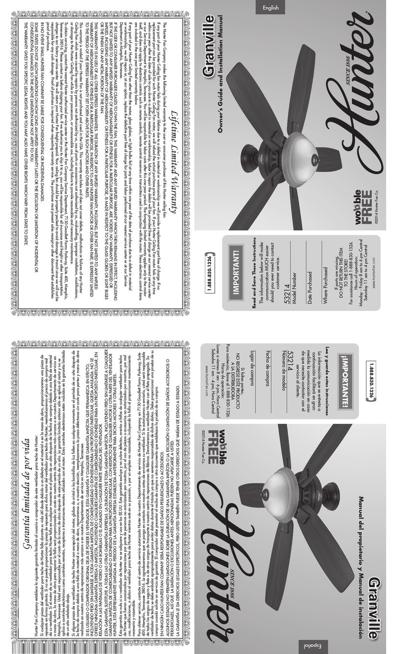 Hunter Granville Instruction manual