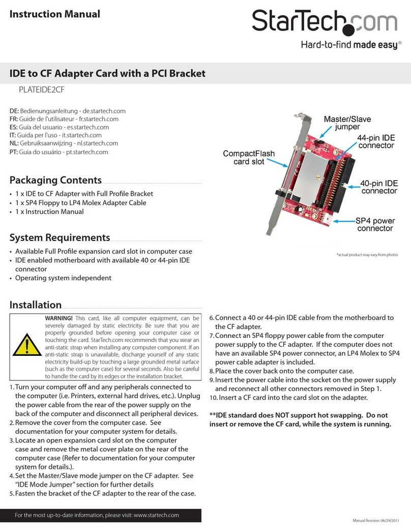 StarTech.com PLATEIDE2CF User manual
