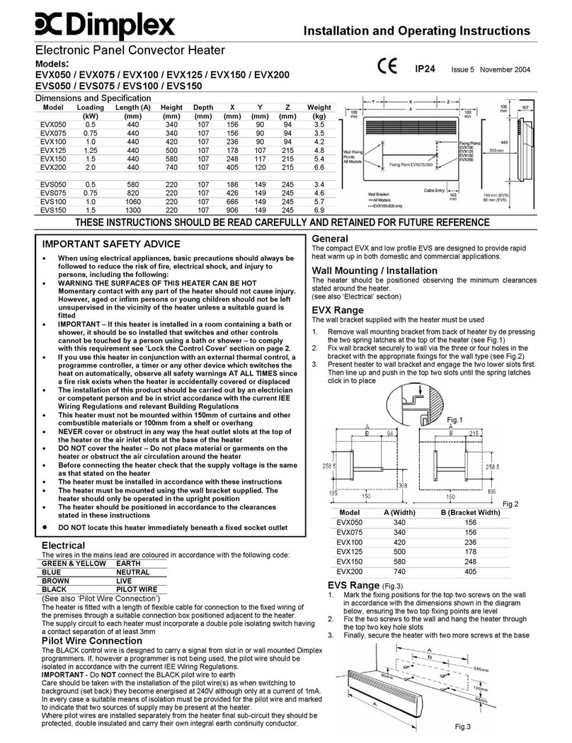 Dimplex EVX050 User manual
