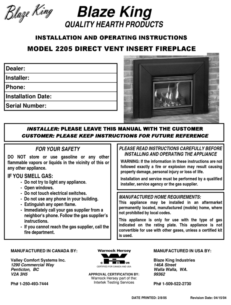 Blaze King 2205 User manual