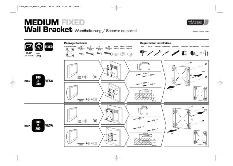 Vivanco MEDIUM FIXED WALL BRACKET - PROGRAMMING User manual