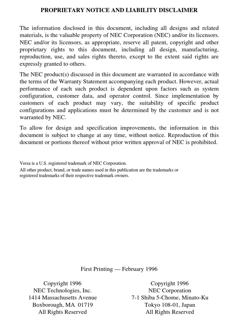 NEC VERSA 2205C User manual