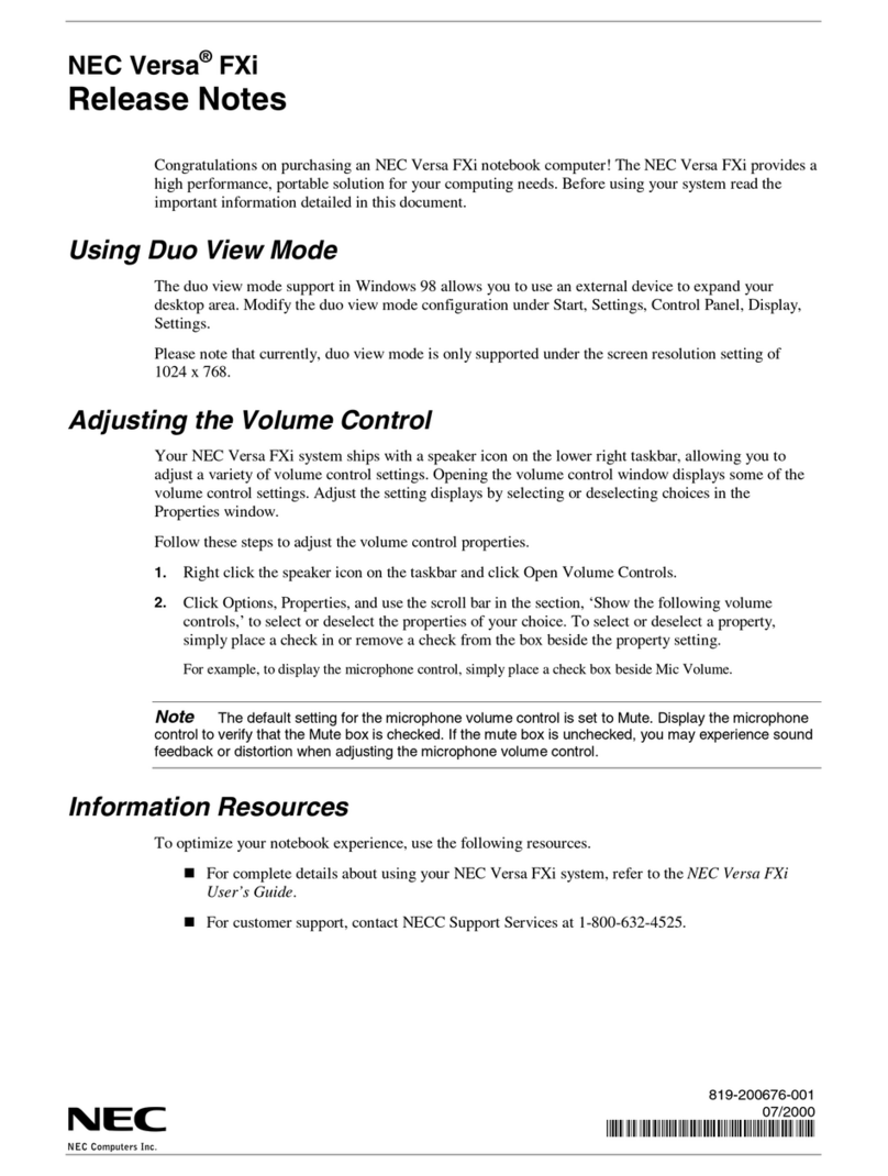 NEC VERSA FXI User manual