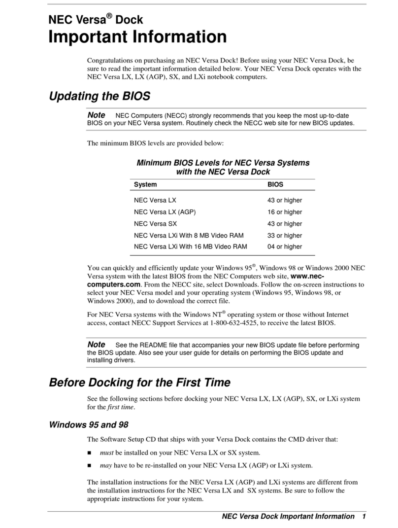 NEC VERSA DOCK - SERVICE Operating manual