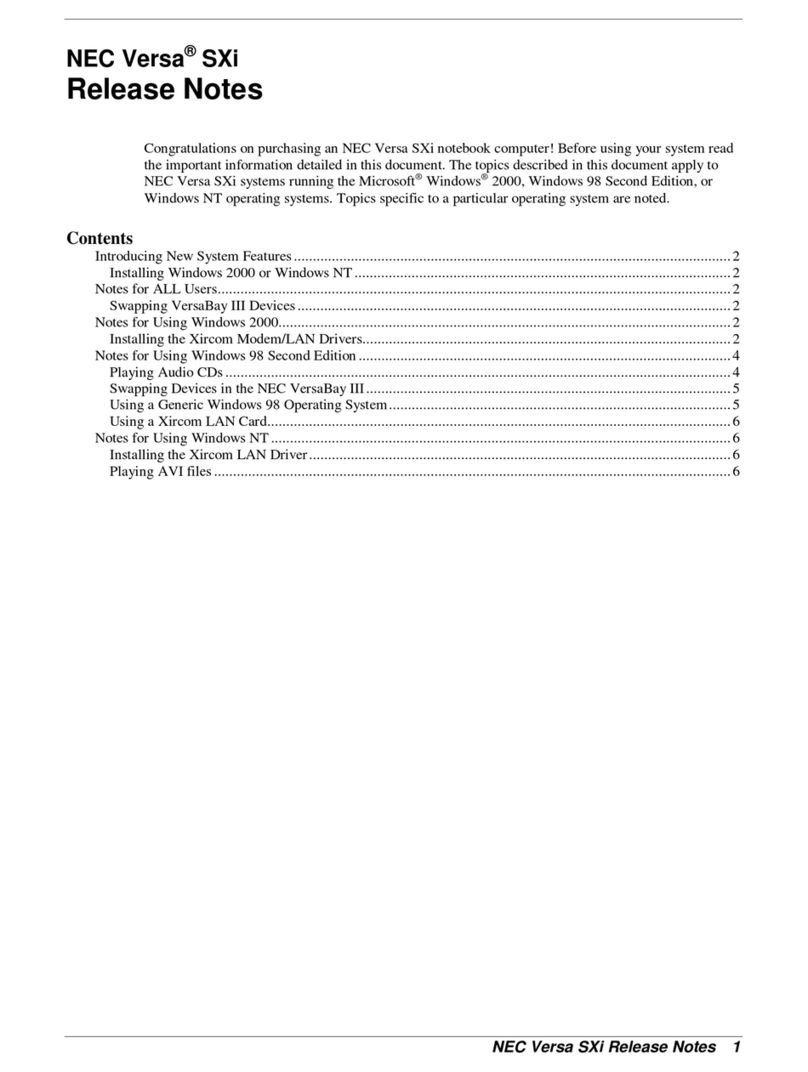NEC VERSA SXI Instruction Manual