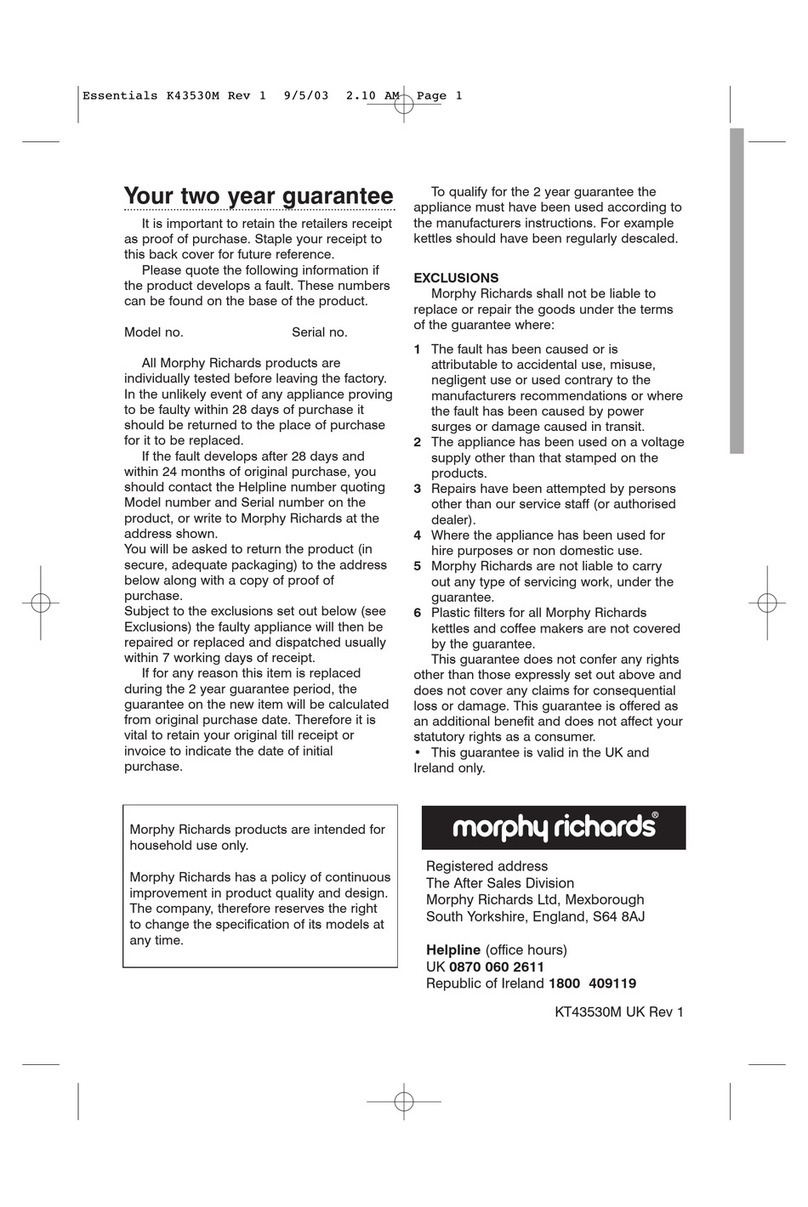 Morphy Richards IBESSENTIALK User manual