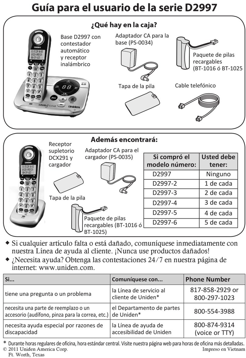 Uniden D2997 User manual