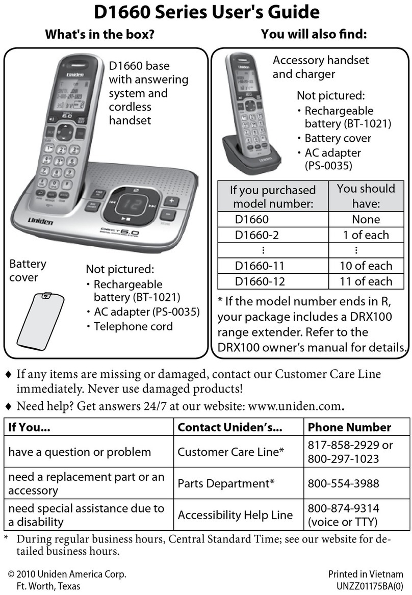 Uniden D1660 User manual