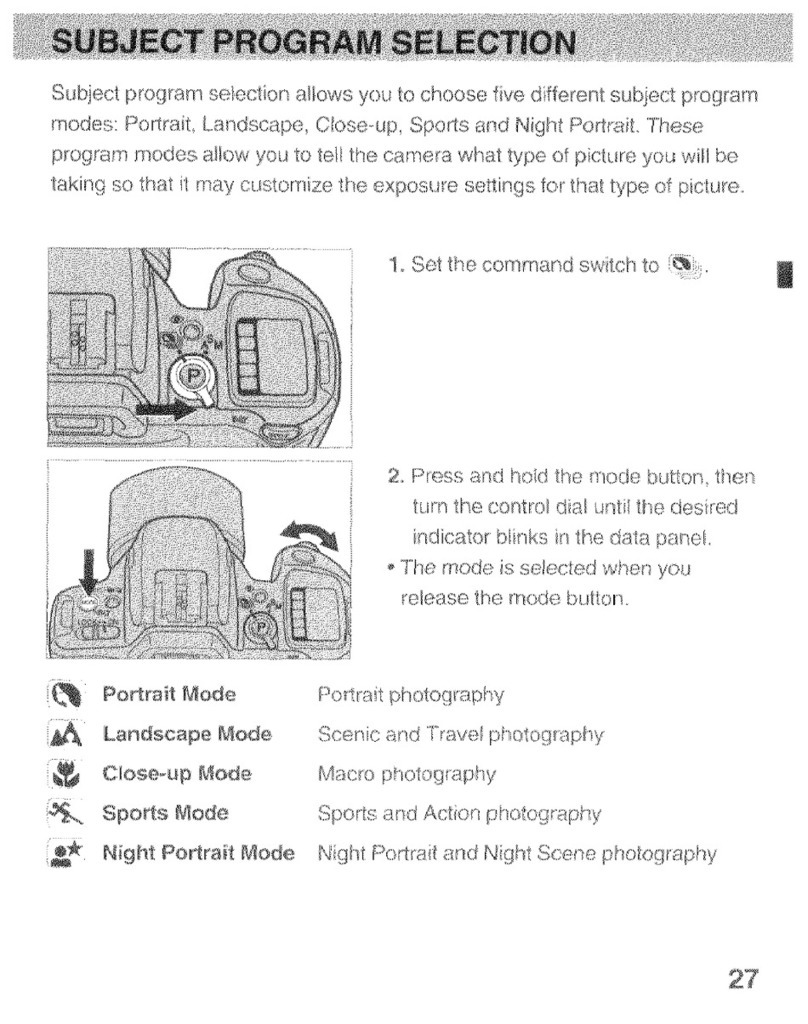 Minolta MAXXUM 500SI - PROGRAM SELECTION User manual