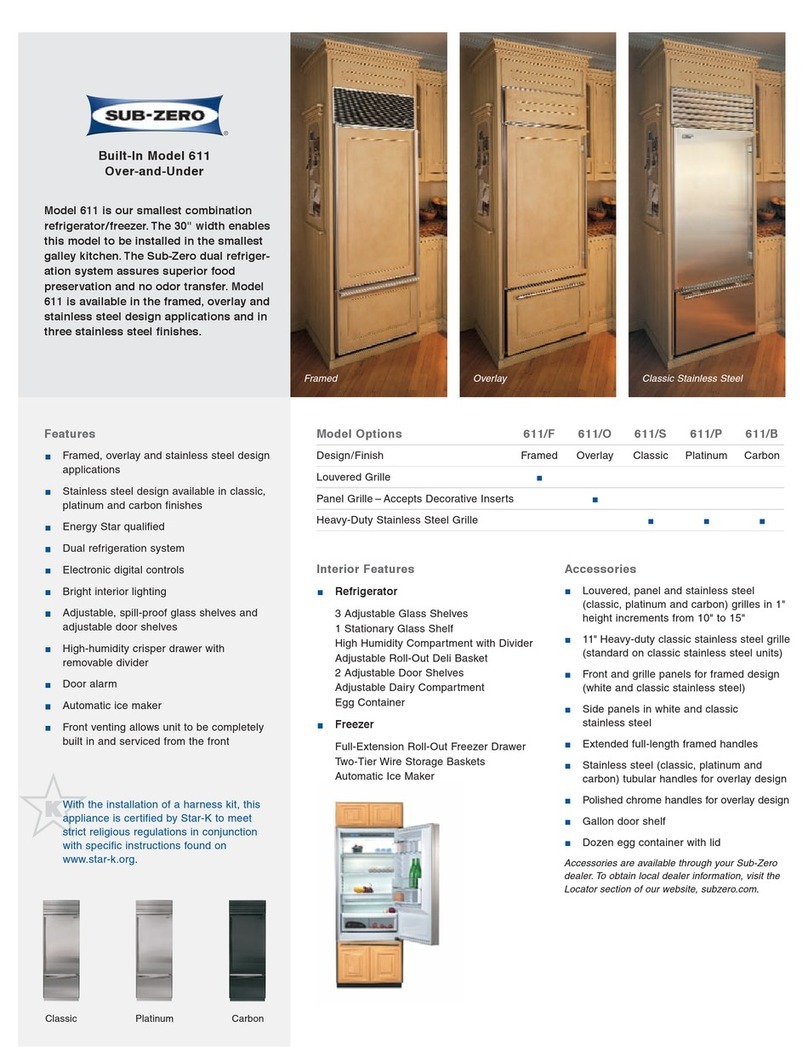 Sub-Zero 611 User manual Sub-Zero 611 User manual