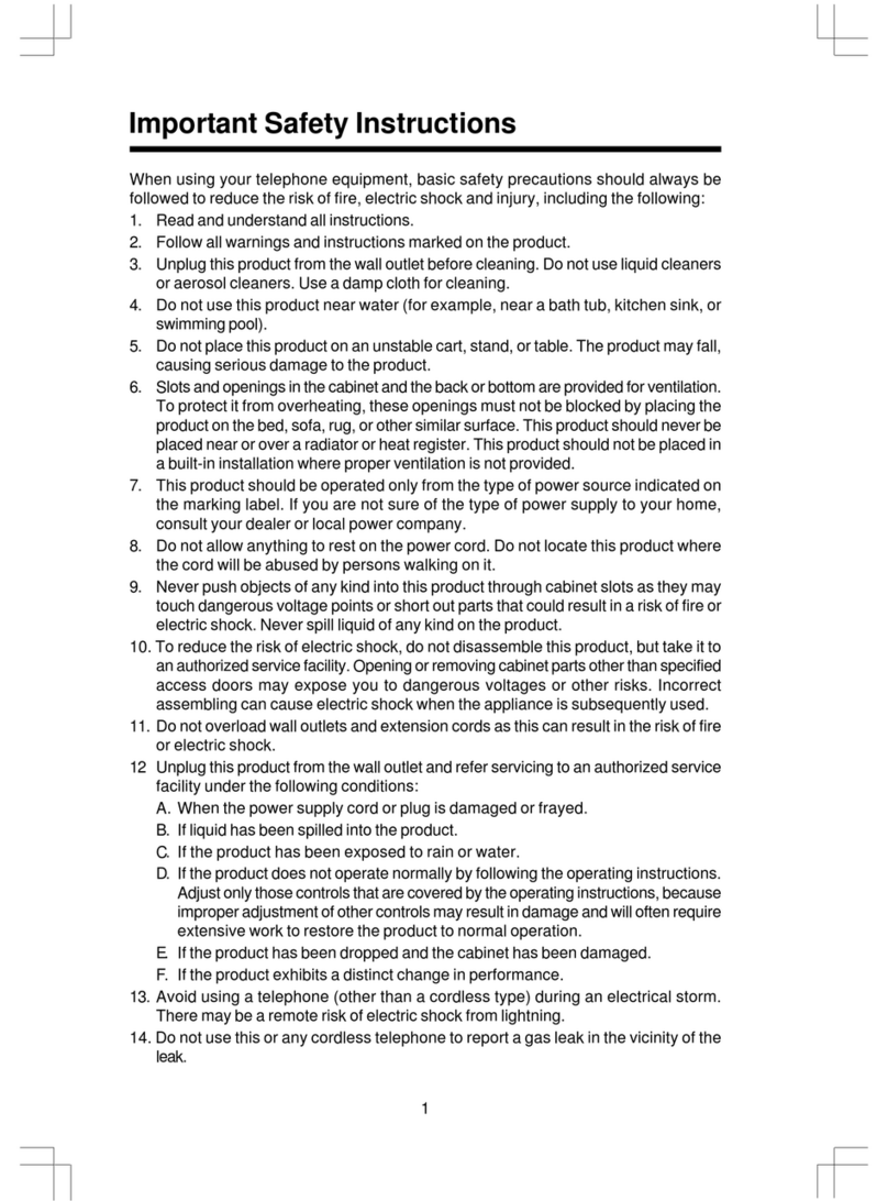 V-tech ev2625 - Cordless Phone - Operation User manual