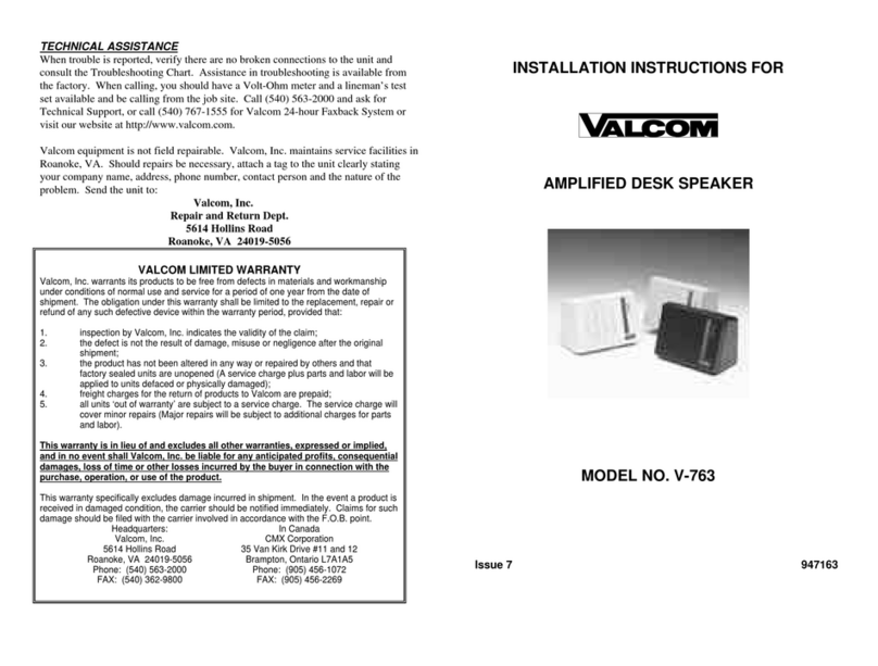 Valcom V-763 User manual
